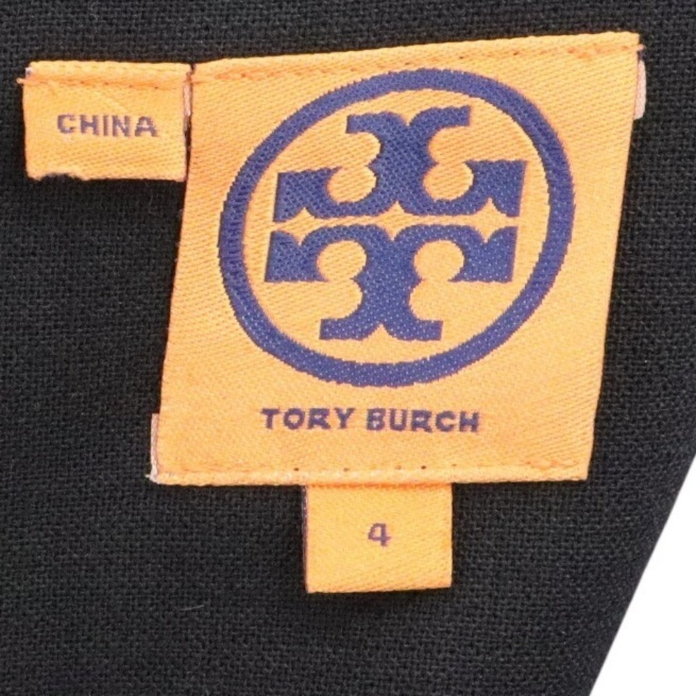 Tory Burch Satin Trim Wool Blend Sleeveless Sheath Work Cocktail Dress Black 4 - Picture 7 of 9
